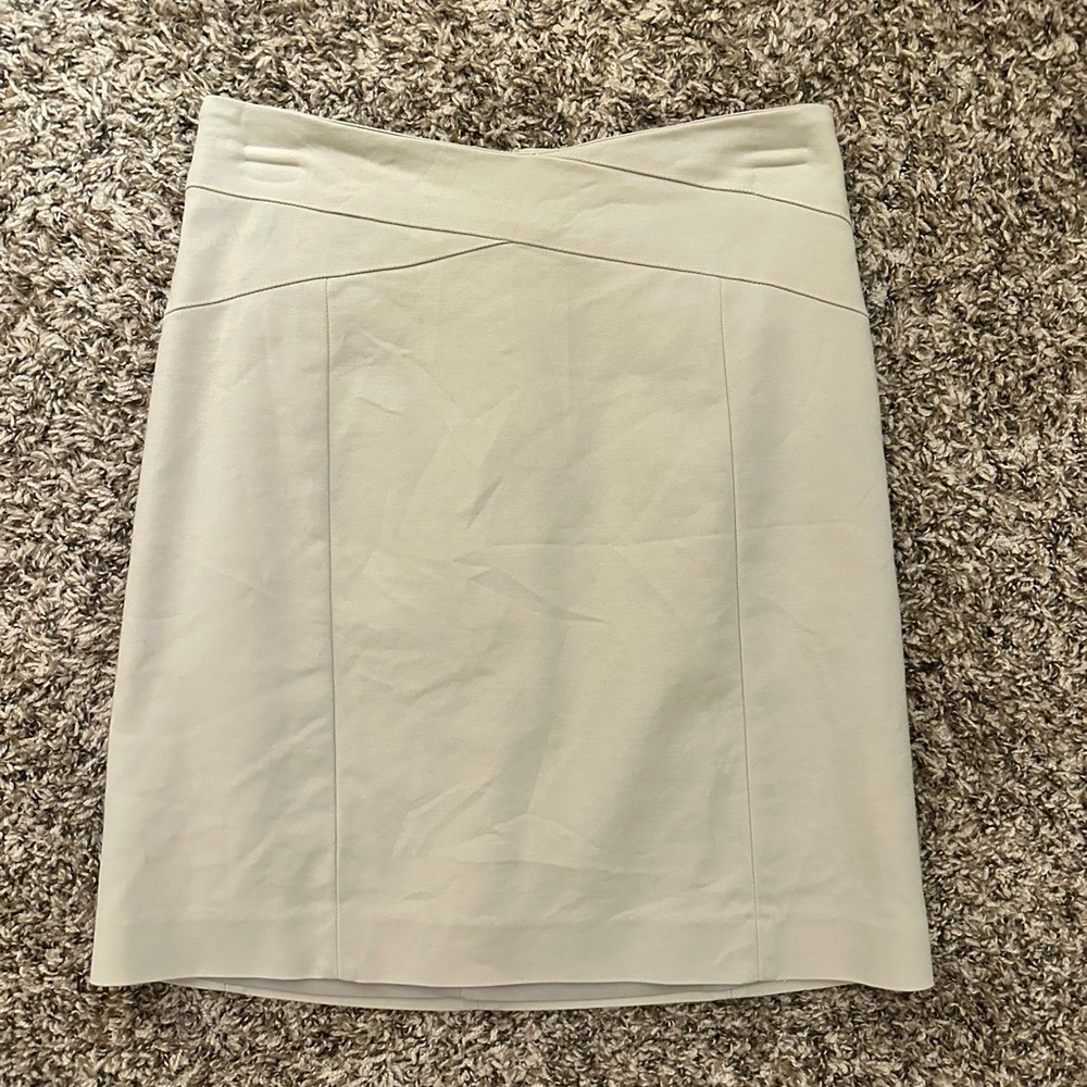 Banana Republic Cross Waist Stretch Cotton Pencil Skirt, Khaki, Size 0
